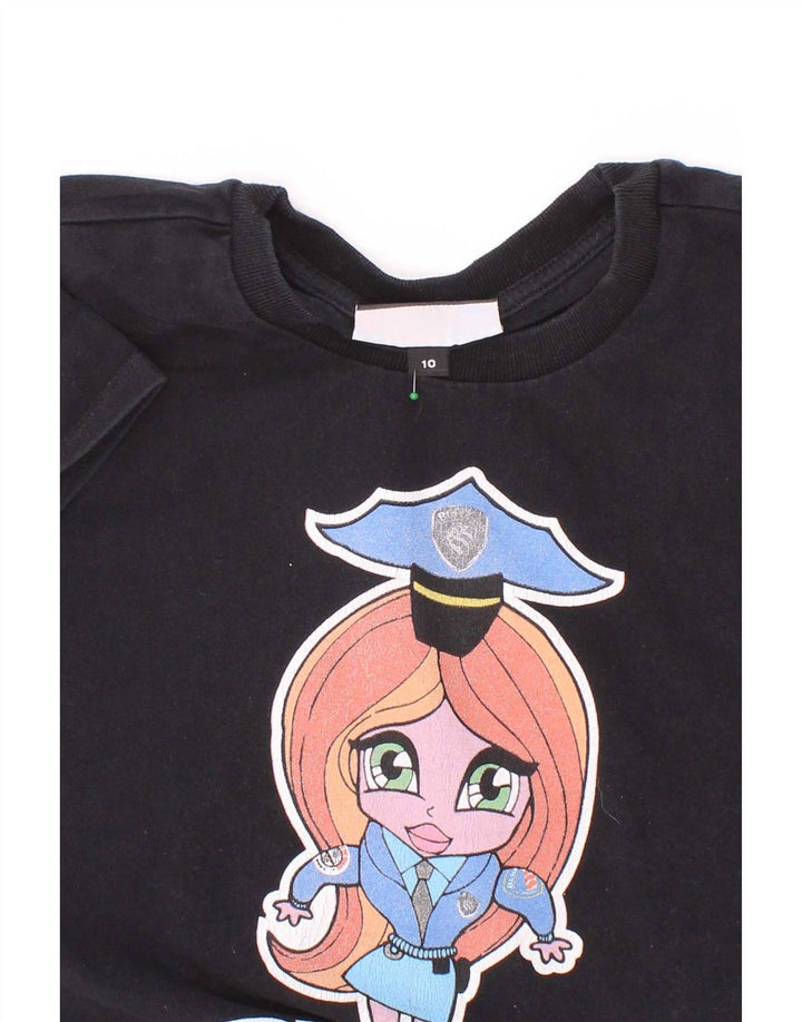 Tricou grafic Blauer Fete Top 9-10 Ani Negru