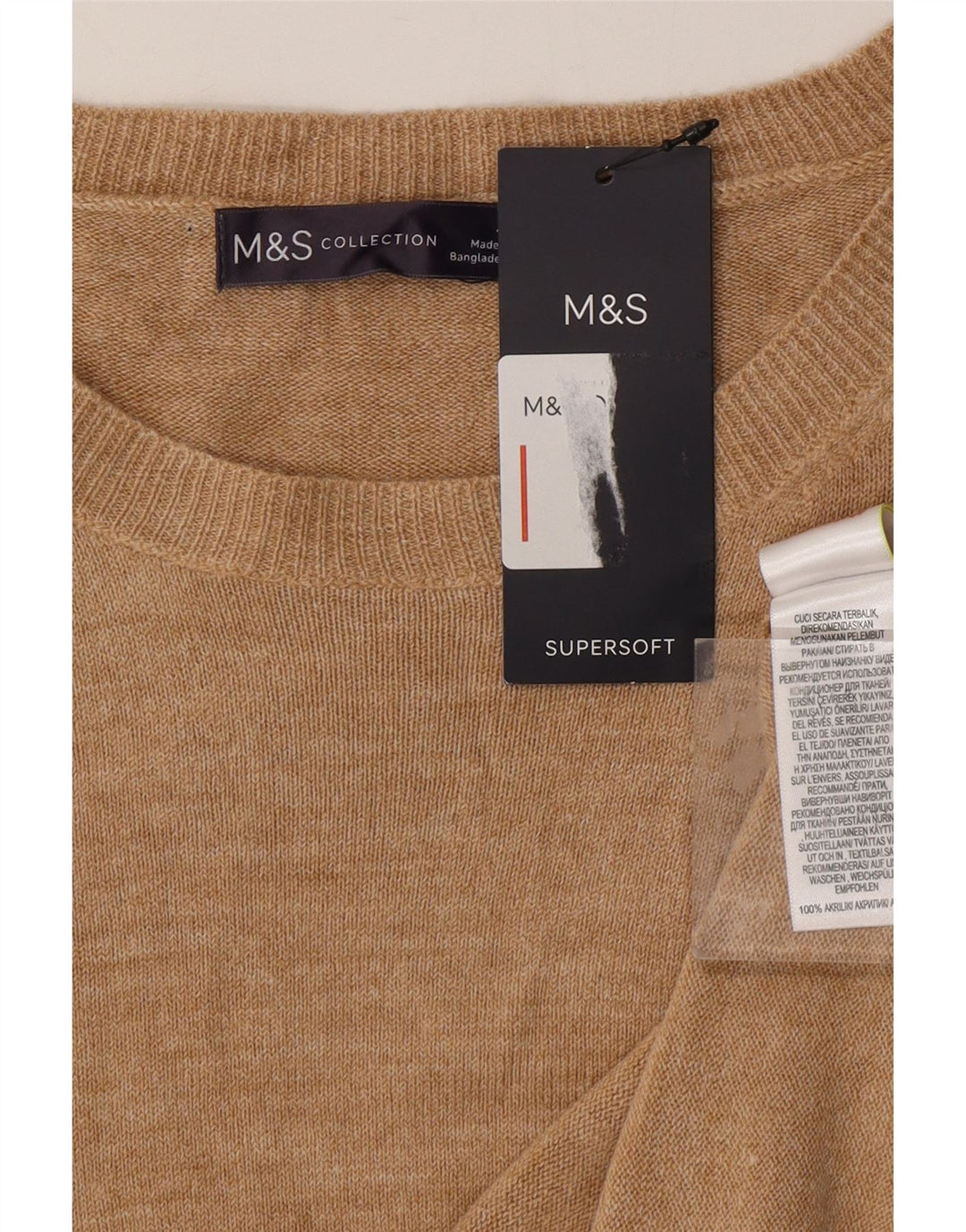 MARKS & SPENCER Pulover pentru femei cu decolteu rotund UK 22 3XL Bej Acrilic