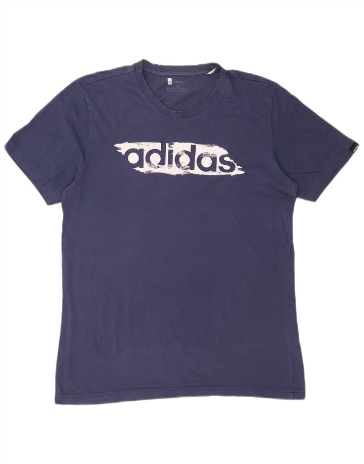 Tricou grafic pentru bărbați Adidas Top mediu din bumbac bleumarin