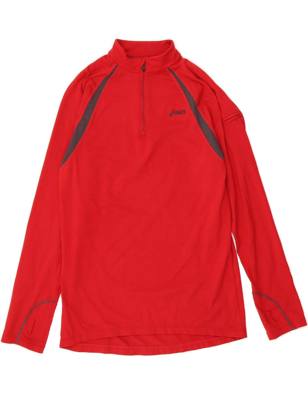 ASICS Mens Zip Neck Pullover Tracksuit Top Small Red Colourblock Polyester Vintage Asics and Second-Hand Asics from Messina Hembry 