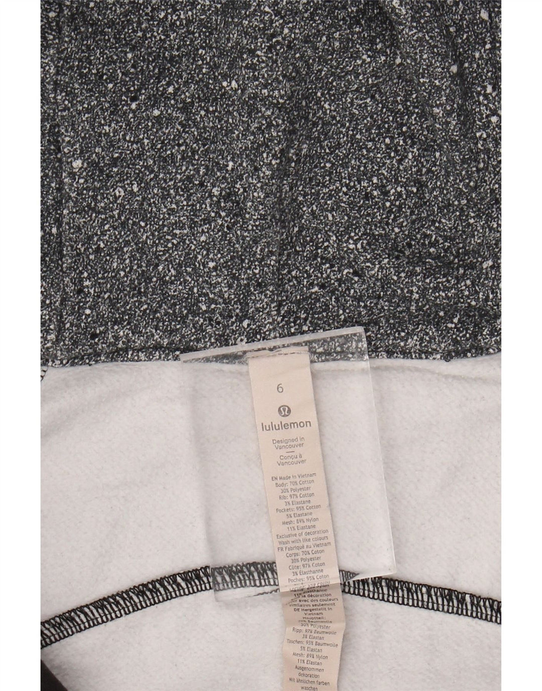 LULULEMON Pulover cu capota cu fermoar pentru femei US 6 mediu gri bumbac cu pete