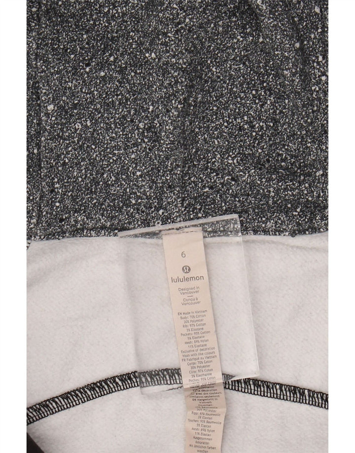 LULULEMON Pulover cu capota cu fermoar pentru femei US 6 mediu gri bumbac cu pete