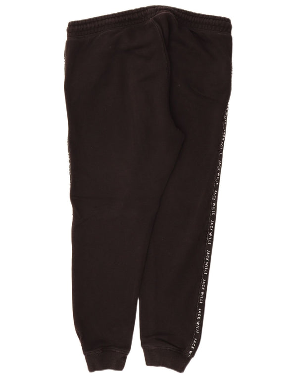 Jack Wills Pantaloni de trening grafic pentru femei Joggeri UK 14 Large Black