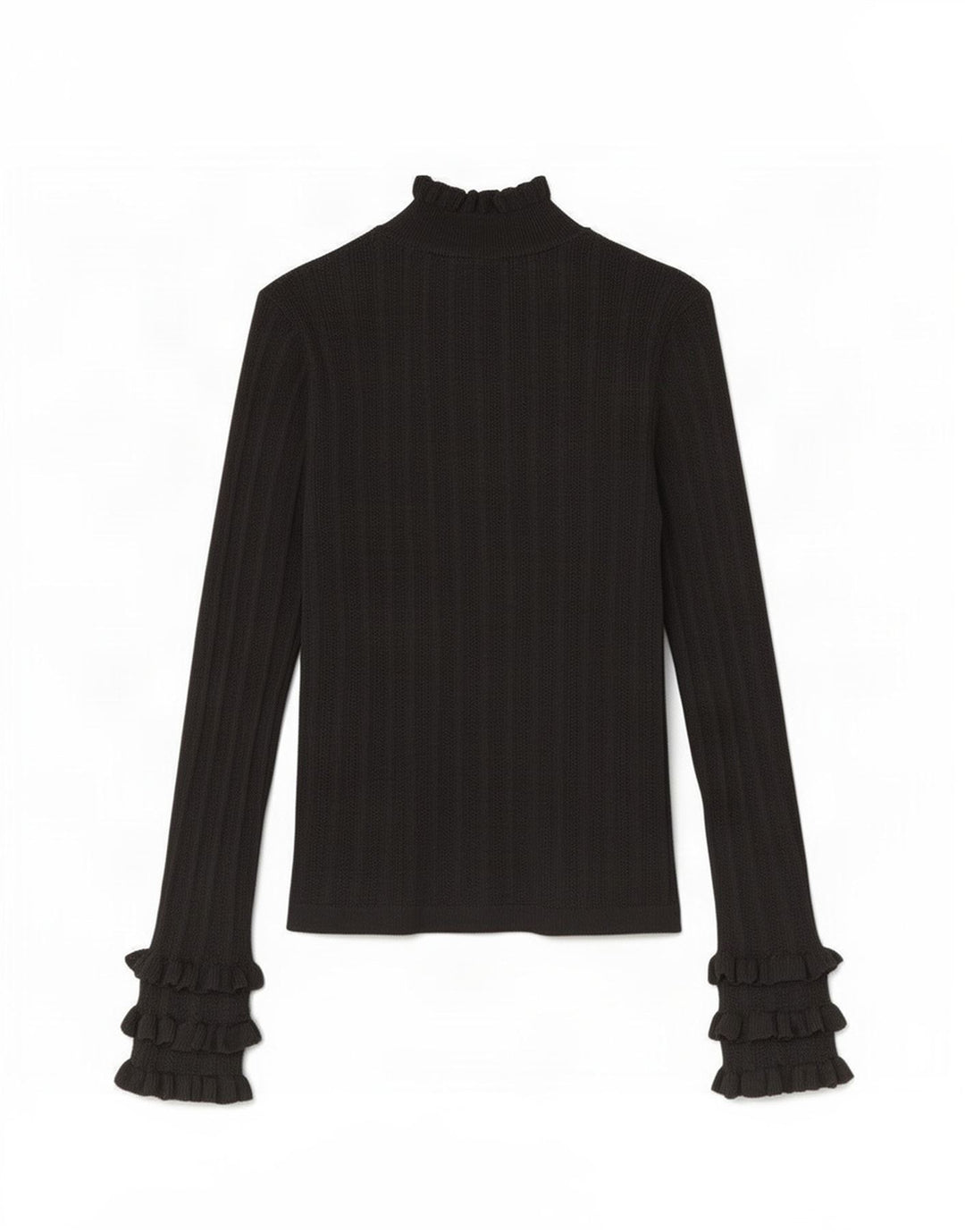 Top femei Zara cu mânecă lungă UK 12 Medium Black Viscose