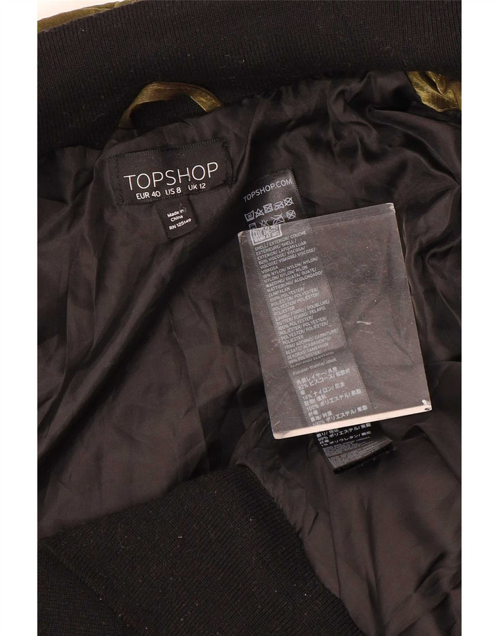 Jachetă Bomber Topshop pentru femei din velur UK 12 Medium Gold Poliester