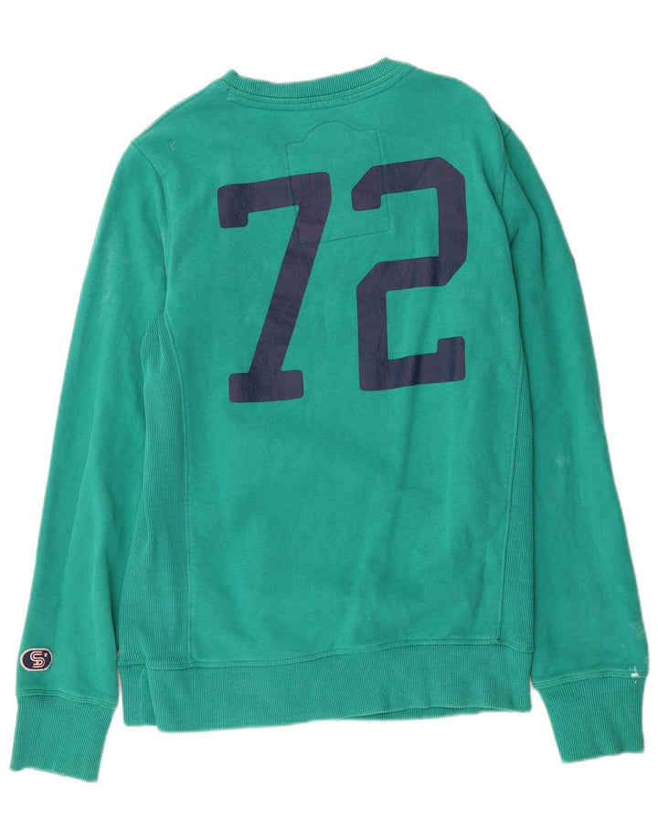 SUPERDRY Mens Graphic Sweatshirt Jumper Medium Green Cotton