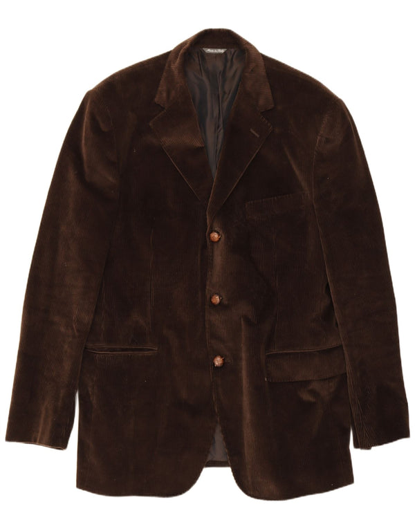Jachetă vintage pentru bărbați din velur cu 3 nasturi IT 54 2XL bumbac maro