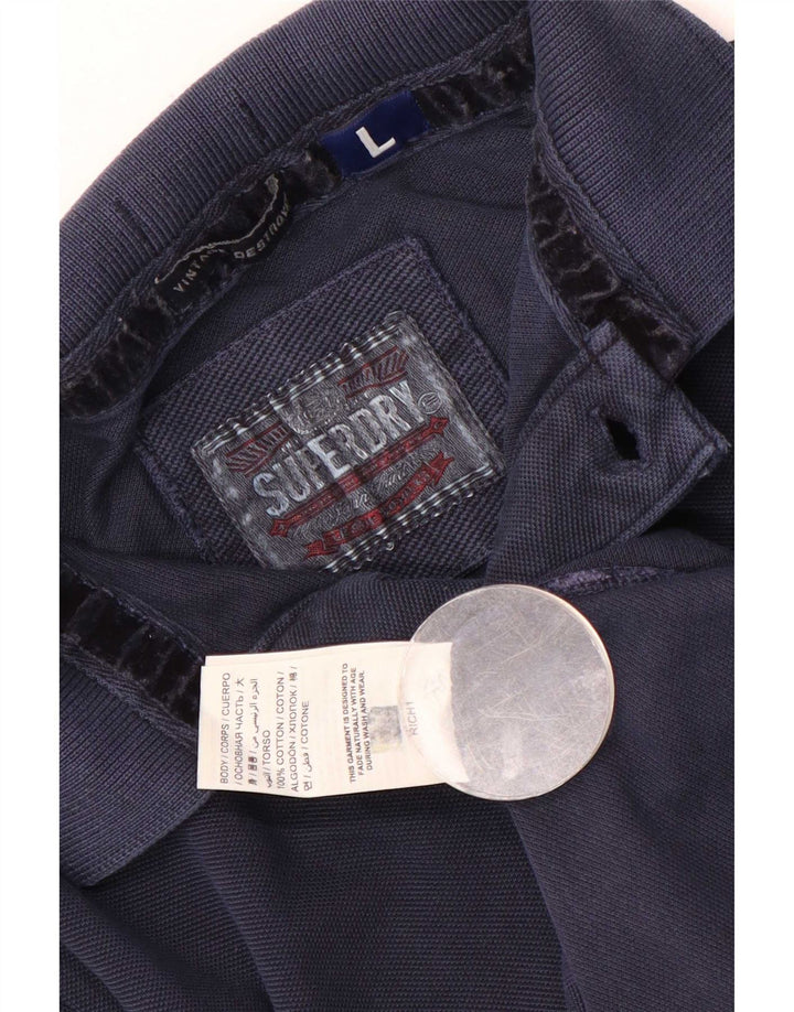 Tricou polo pentru bărbați Superdry, mare, bleumarin, bumbac