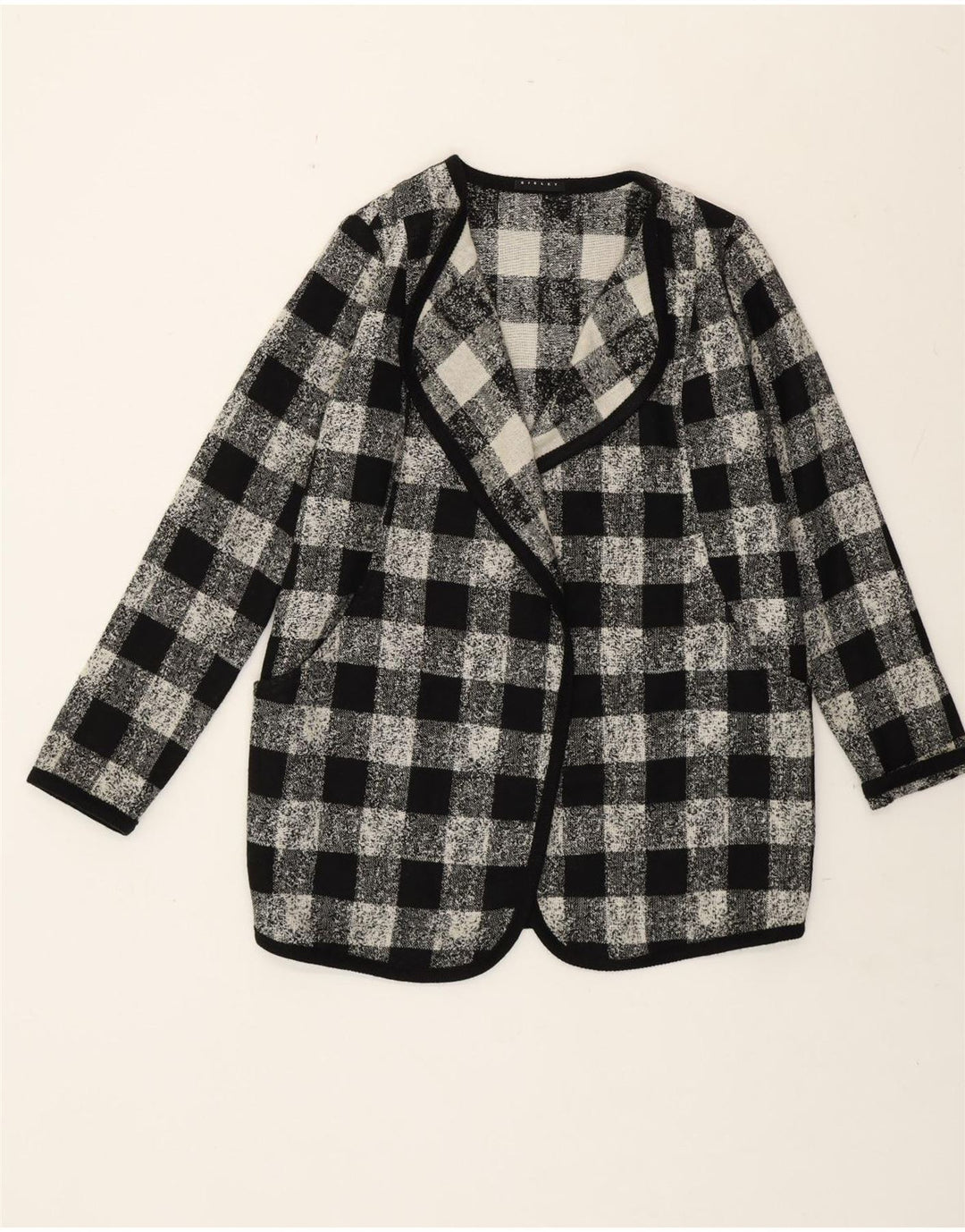 Jachetă blazer supradimensionată pentru femei Sisley UK 6 XS Negru Gingham Acrilic