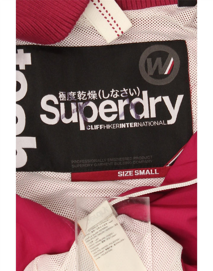 SUPERDRY Jachetă de ploaie cu glugă pentru femei UK 10 Small Red Nylon