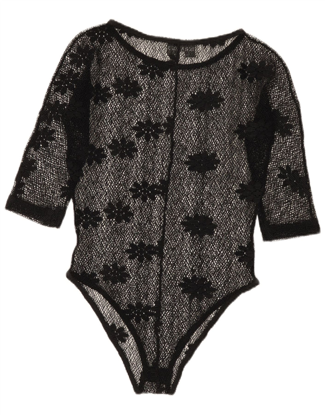 Body vintage din dantela transparentă pentru femei IT 42 Medium Black Floral