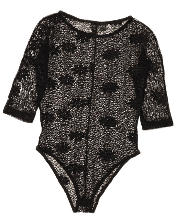 Body vintage din dantela transparentă pentru femei IT 42 Medium Black Floral
