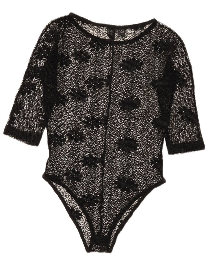 Body vintage din dantela transparentă pentru femei IT 42 Medium Black Floral
