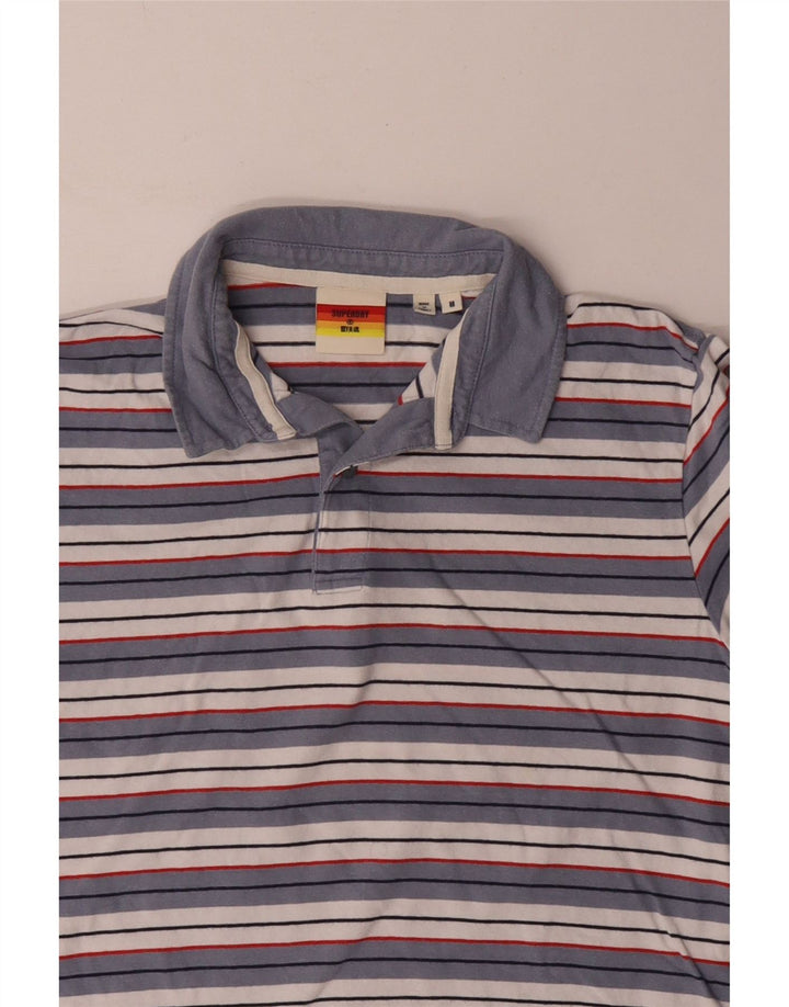 Tricou polo pentru bărbați Superdry, bumbac cu dungi albastre medii