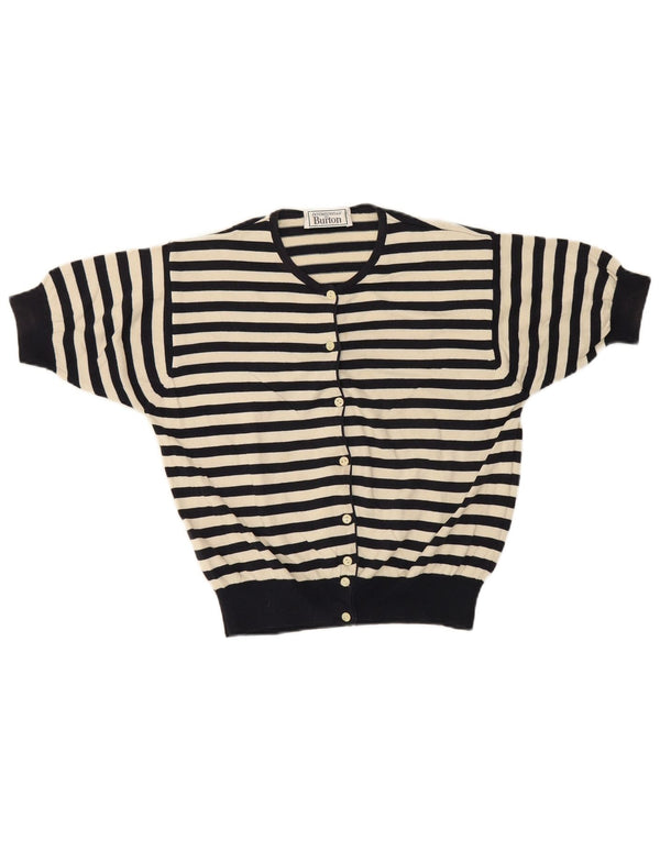 Burton Pulover Cardigan cu mânecă scurtă pentru femei UK 10 Mic bleumarin cu dungi