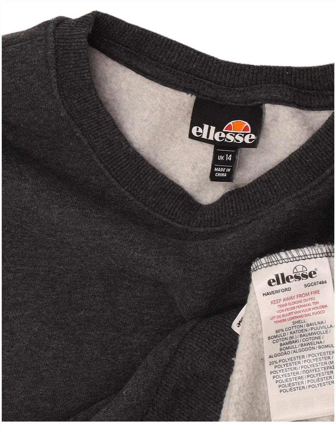 Hanorac pentru femei Ellesse Pulover UK 14 mare bumbac gri