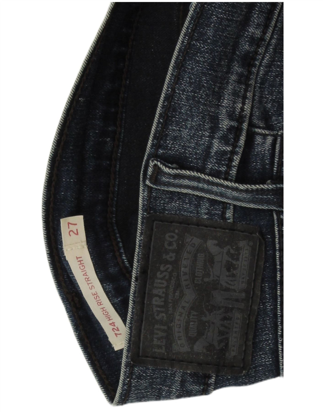 Blugi drepti cu talie înaltă pentru femei LEVI'S 724 W27 L26 bumbac bleumarin