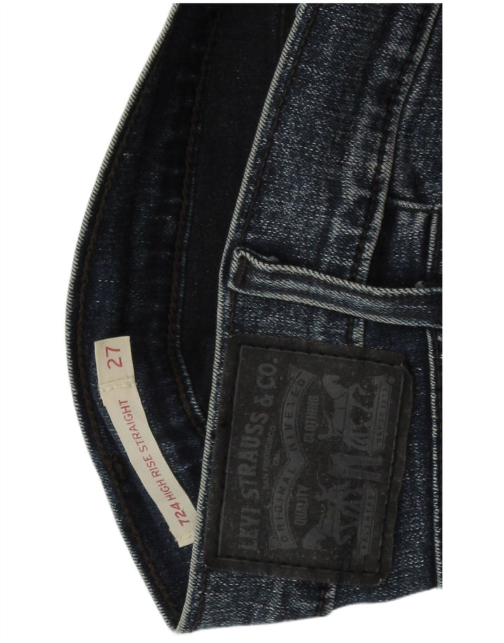 Blugi drepti cu talie înaltă pentru femei LEVI'S 724 W27 L26 bumbac bleumarin