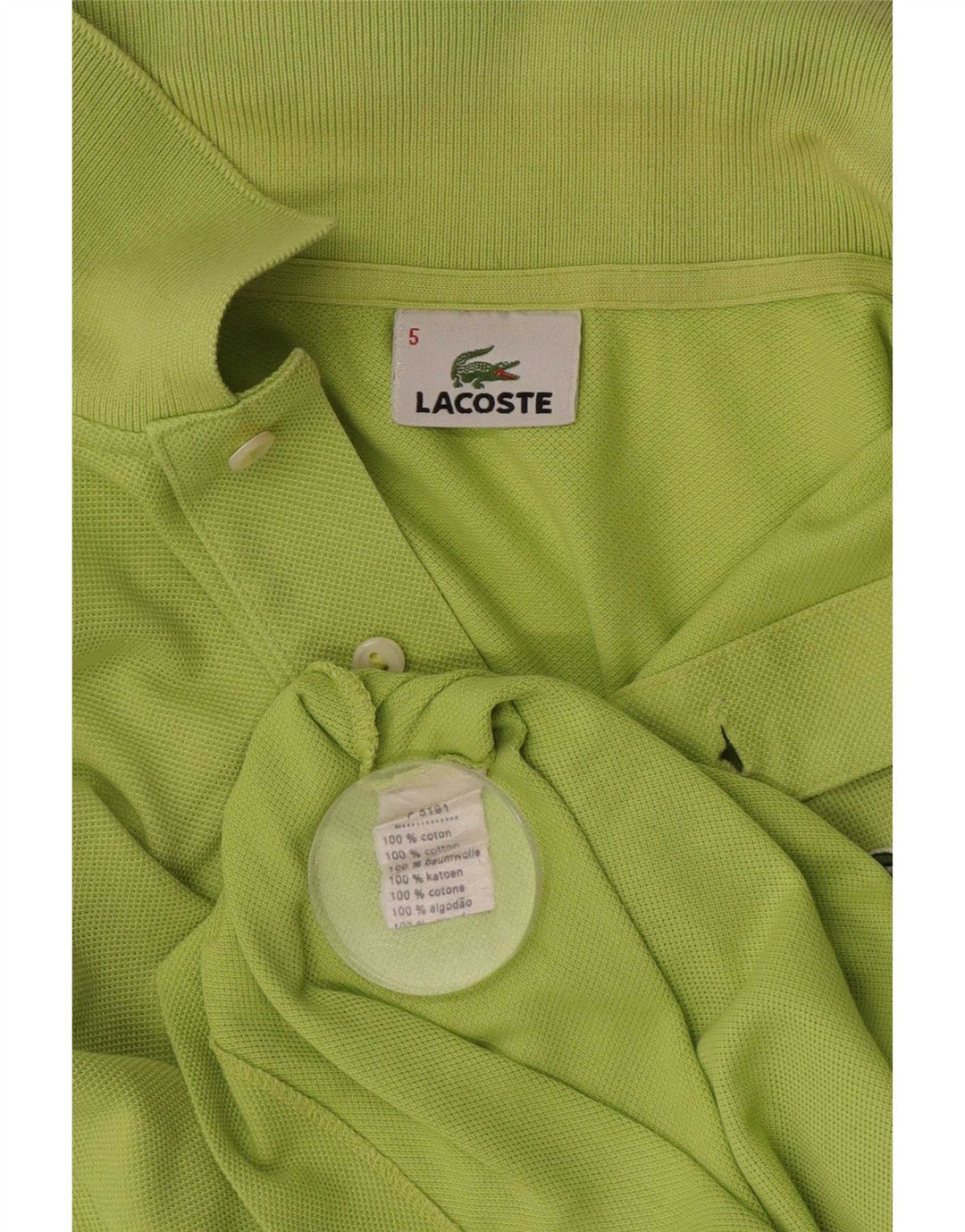 Tricou polo Lacoste pentru bărbați, mărimea 5, bumbac verde mare