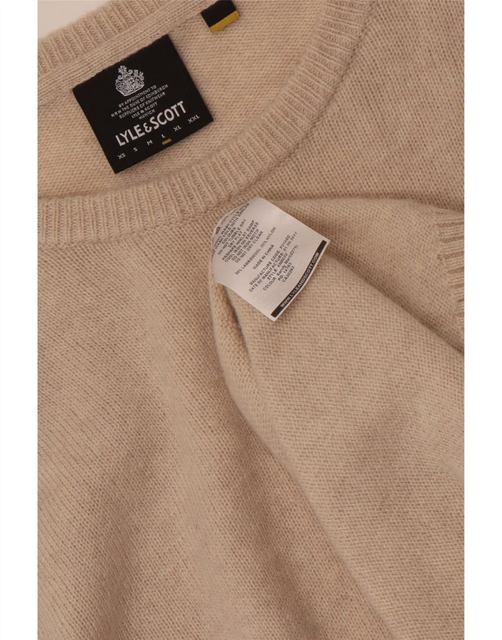 LYLE & SCOTT Pulover pentru bărbați cu gât de barca, lână mare, bej