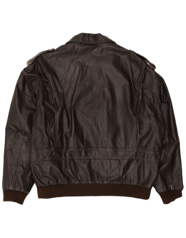 Jachetă militară din piele vintage pentru bărbați IT 56 3XL maro