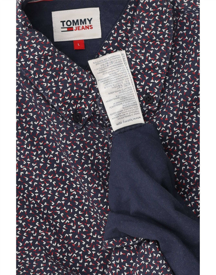 Cămașă pentru bărbați Tommy Hilfiger, mare, albastru, bumbac cu pete
