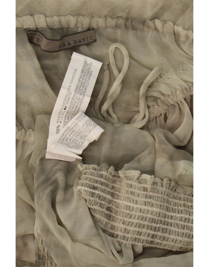 ZARA Womens Off Shoulder Blouse Top UK 6 XS Beige Tie Dye Polyester Vintage Zara and Second-Hand Zara from Messina Hembry 