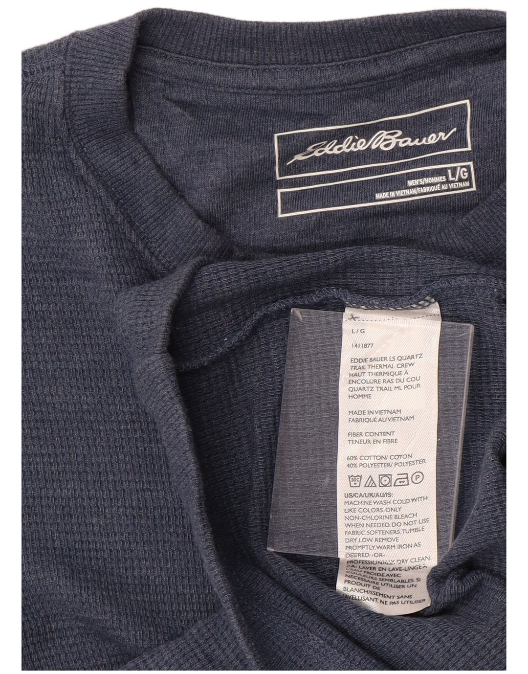EDDIE BAUER Top pentru bărbați cu mânecă lungă, mare, albastru, bumbac