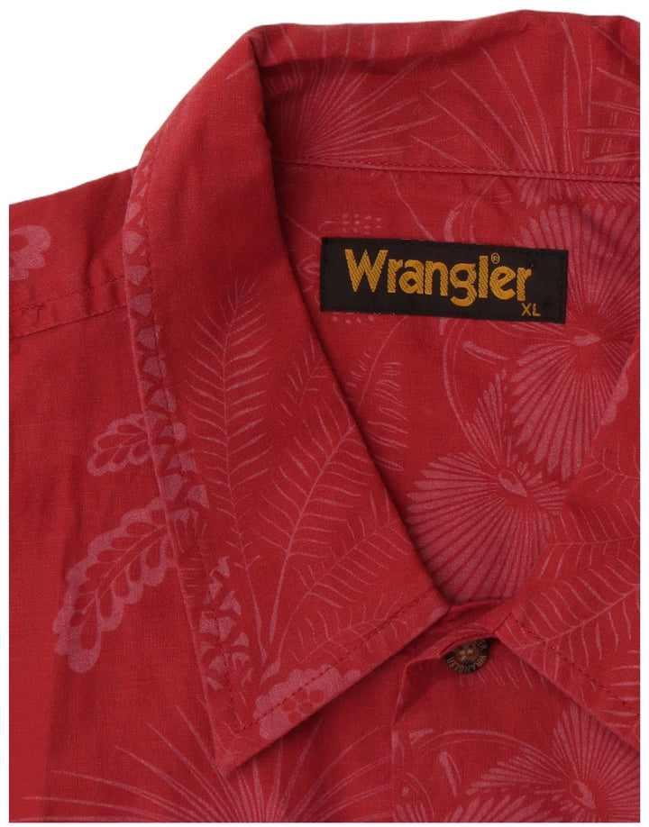Cămașă cu mânecă scurtă pentru bărbați Wrangler XL, bumbac floral roșu