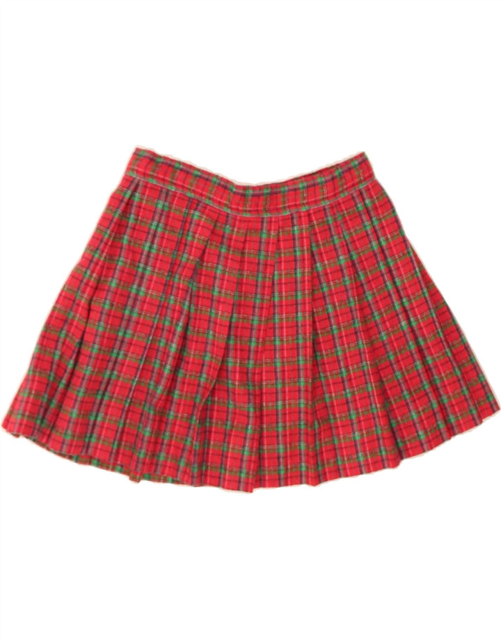 VINTAGE Womens Pleated A-Line Skirt W28 Medium  Red Check Vintage Vintage and Second-Hand Vintage from Messina Hembry 