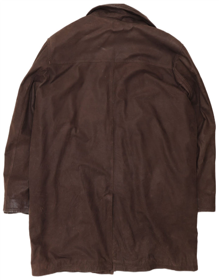 Palton din piele vintage pentru bărbați UK 44 2XL maro clasic