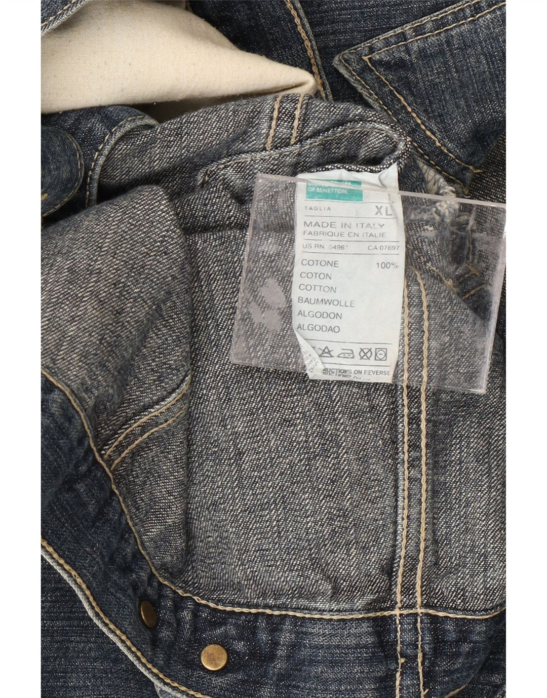 Jachetă de blugi pentru femei BENETTON UK 18 XL Bumbac albastru