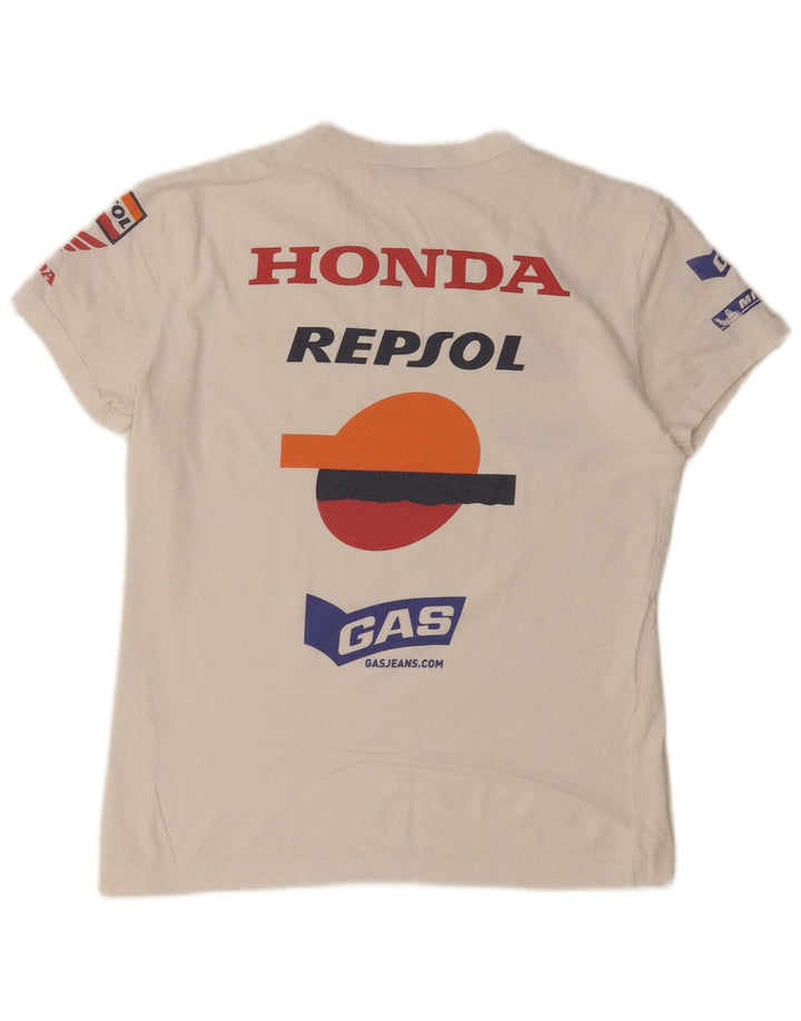 Gas bărbați tricou grafic Top mic alb