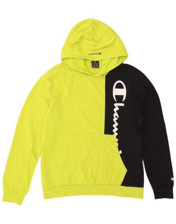 Pulover cu glugă cu grafic pentru băieți Champion 15-16 ani 2XL galben Colorblock