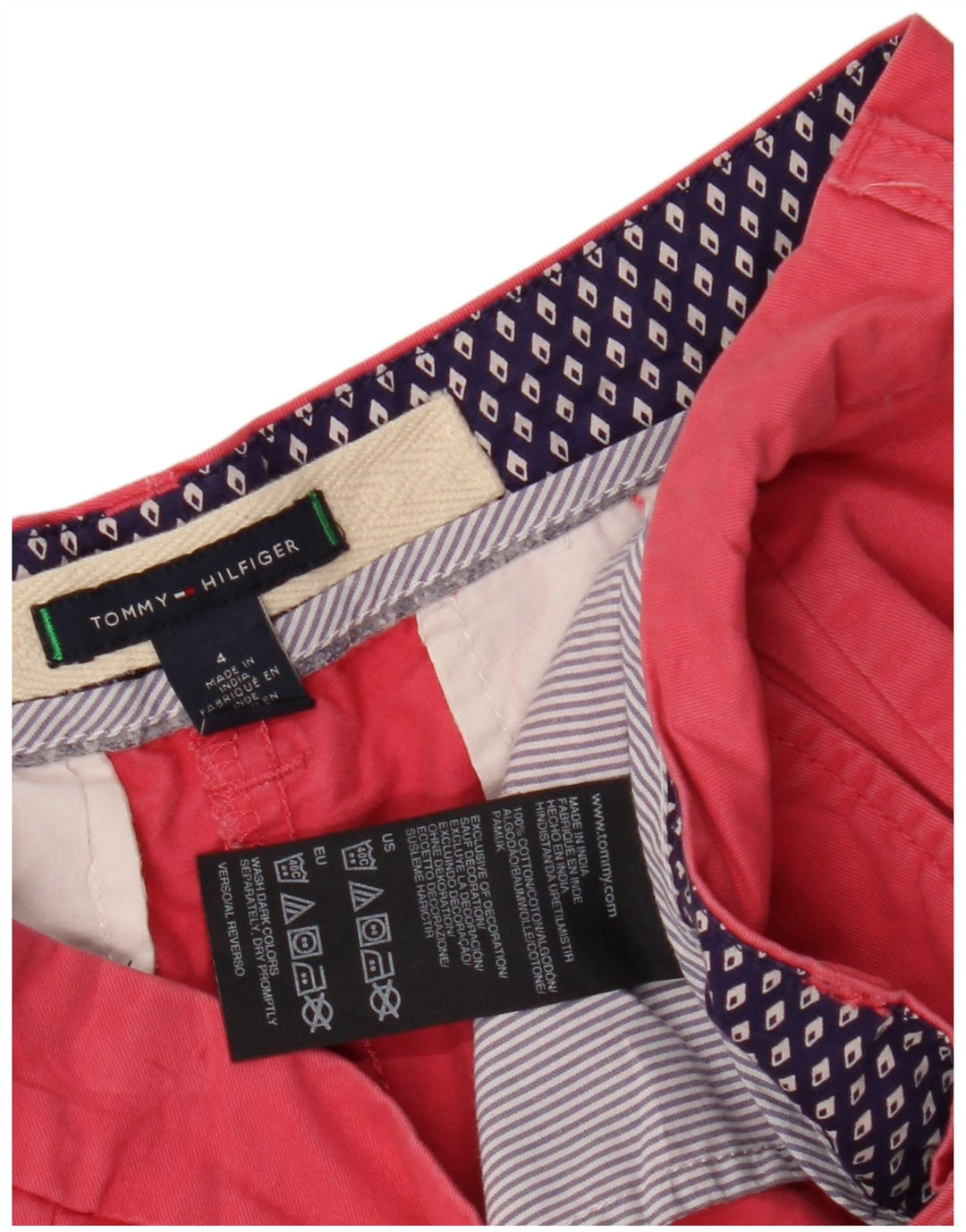 TOMMY HILFIGER Pantaloni scurti chino pentru femei US 4 Small W30 Pink Bumbac