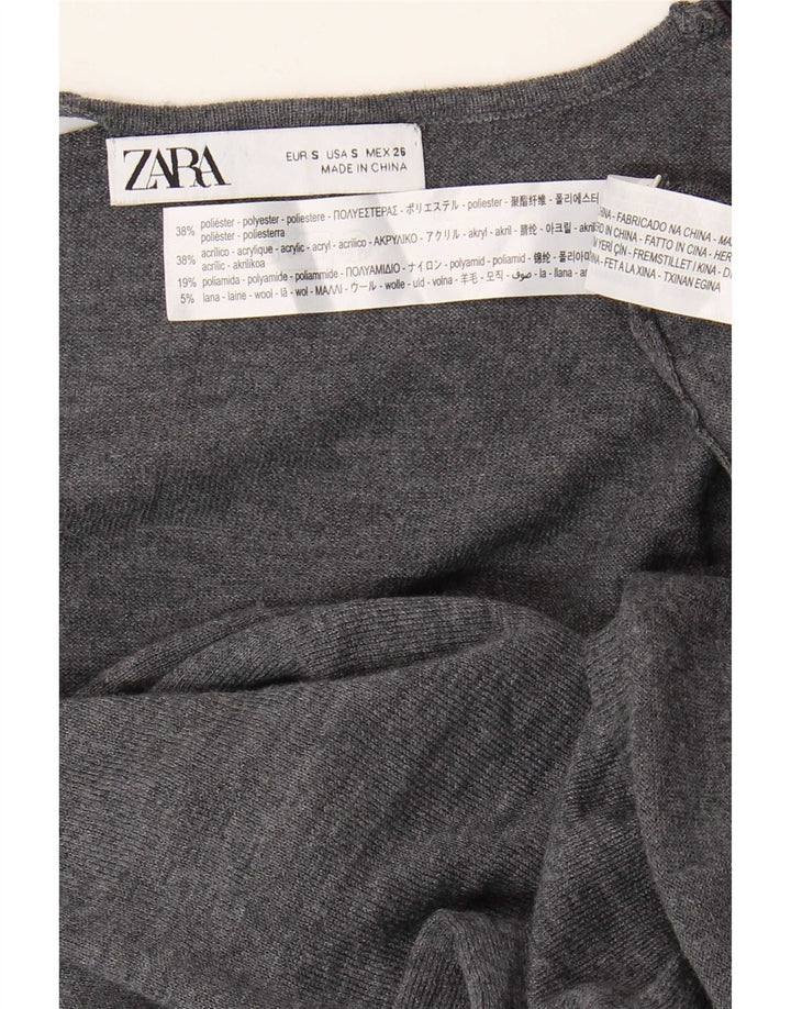 Rochie pulover cu mânecă lungă pentru femei Zara UK 10 Poliester gri mic