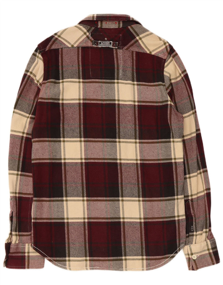 Cămașă de flanel pentru bărbați Superdry, bumbac cu carouri burgundy