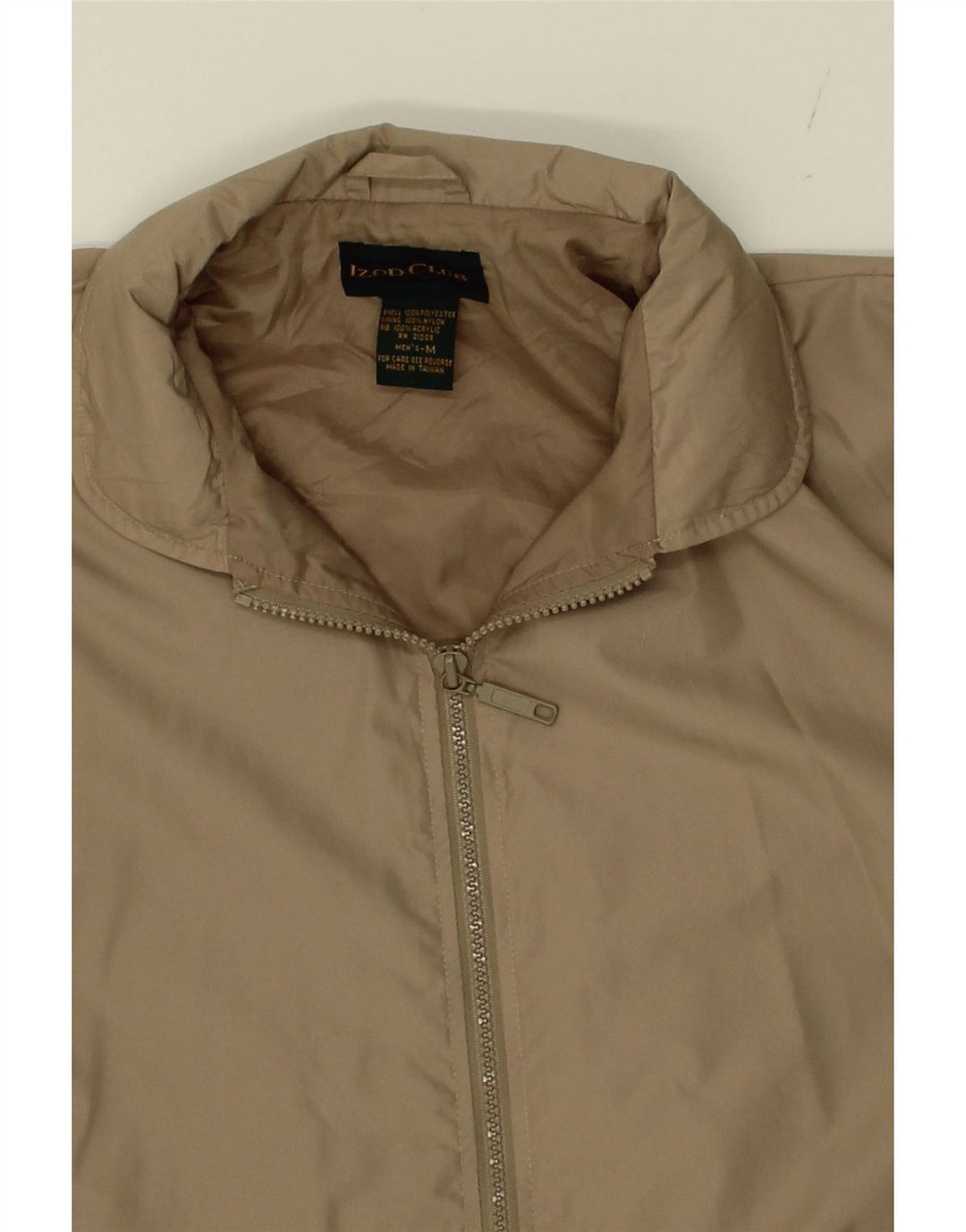 IZOD Mens Hooded Bomber Jacket UK 38 Medium Khaki Polyester Vintage Izod and Second-Hand Izod from Messina Hembry 