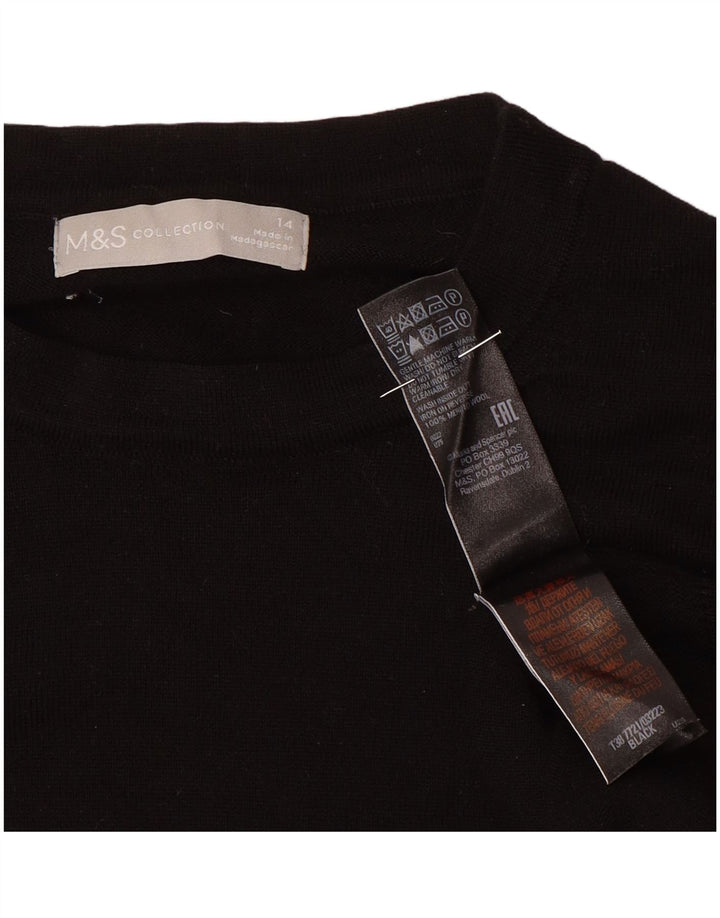 Pulover pentru femei Marks & Spencer cu decolteu rotund UK 14 Lână neagră mare