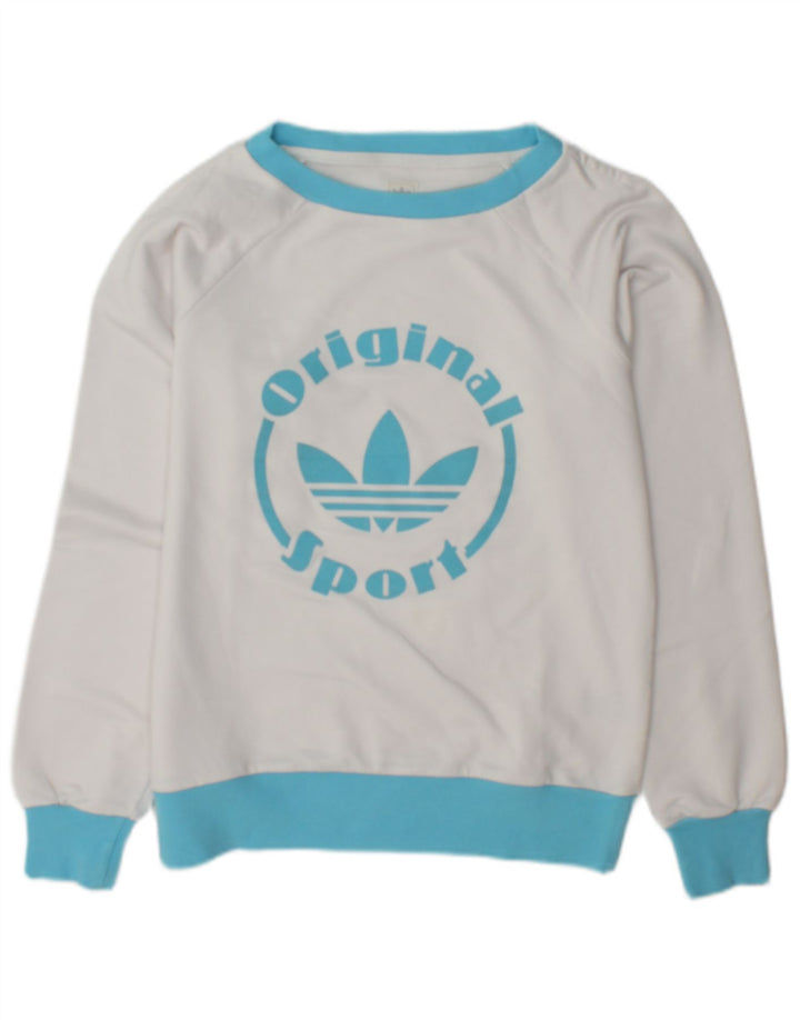 Pulover cu grafic pentru femei Adidas IT 46 Poliester alb mare