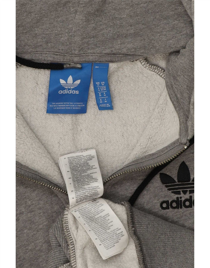 Pulover Adidas pentru bărbați, cu fermoar, bumbac cu pete, gri mediu
