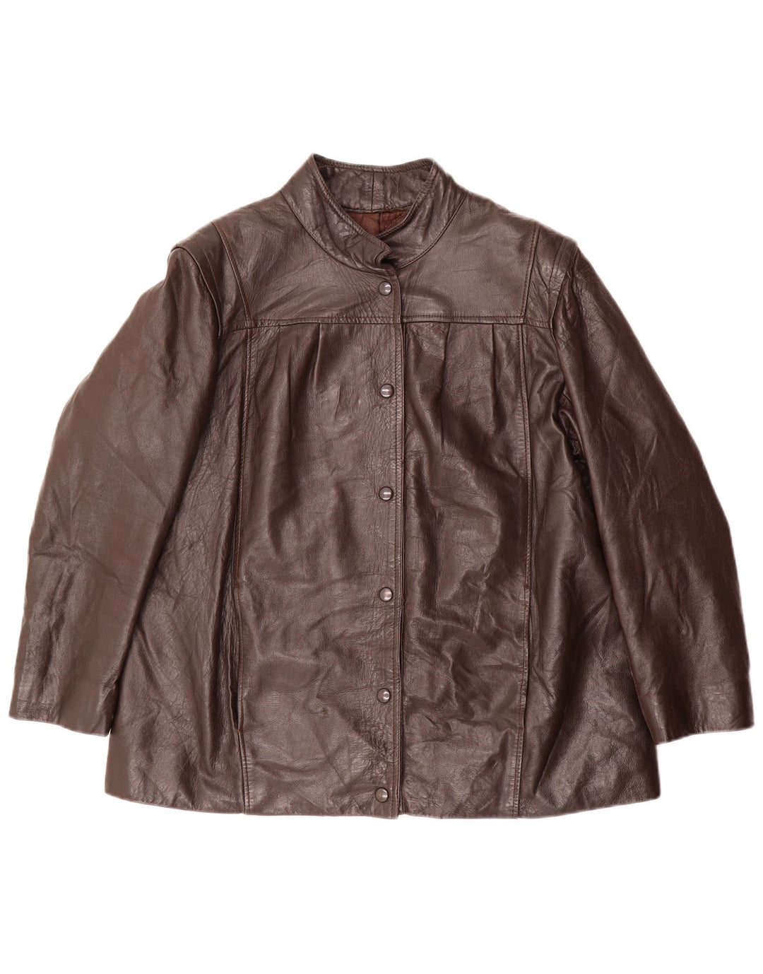 Jachetă de piele vintage pentru femei UK 18 XL din piele maro
