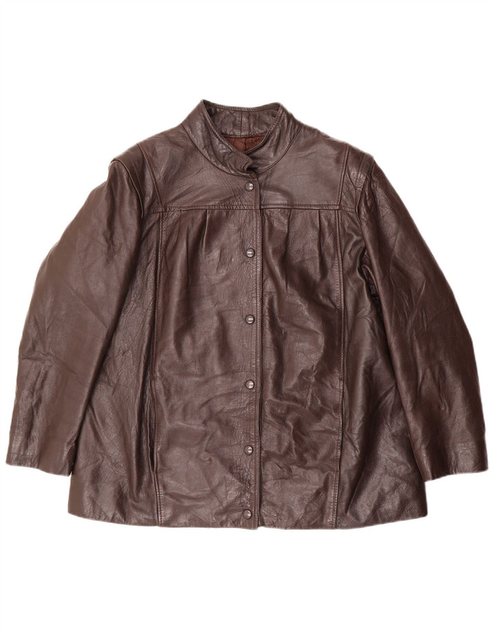 Jachetă de piele vintage pentru femei UK 18 XL din piele maro