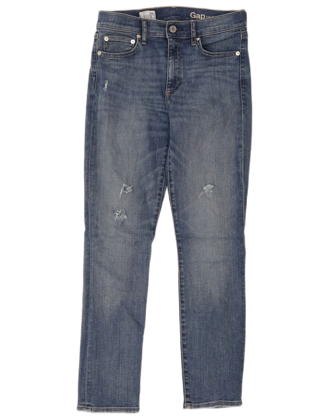 Gap Blugi Distressed Slim drepte pentru femei W28 L28 Bumbac albastru