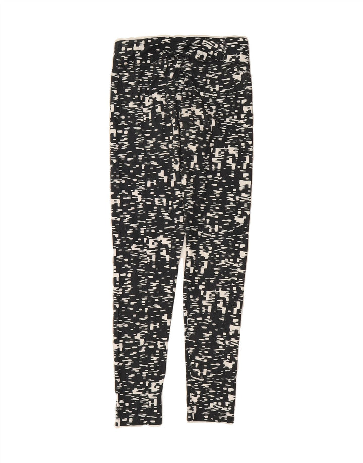 ADIDAS Womens Climalite Leggings UK 4/6 XS  Black Geometric Polyester Vintage Adidas and Second-Hand Adidas from Messina Hembry 