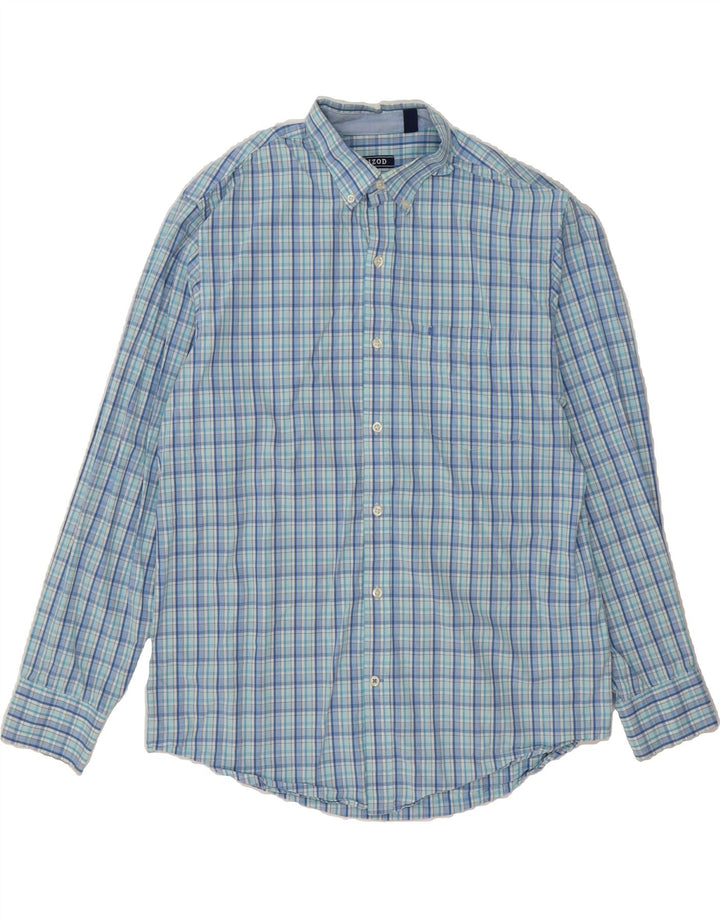 IZOD Mens Shirt Medium Blue Check Cotton Vintage Izod and Second-Hand Izod from Messina Hembry 