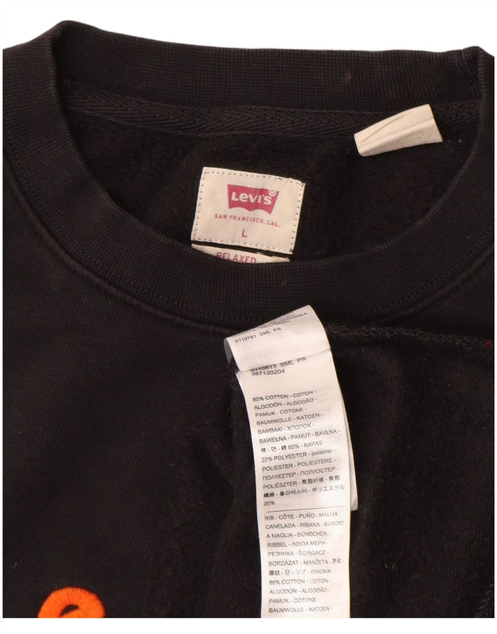 Pulover cu grafică relaxată LEVI'S pentru bărbați, bumbac mare, negru