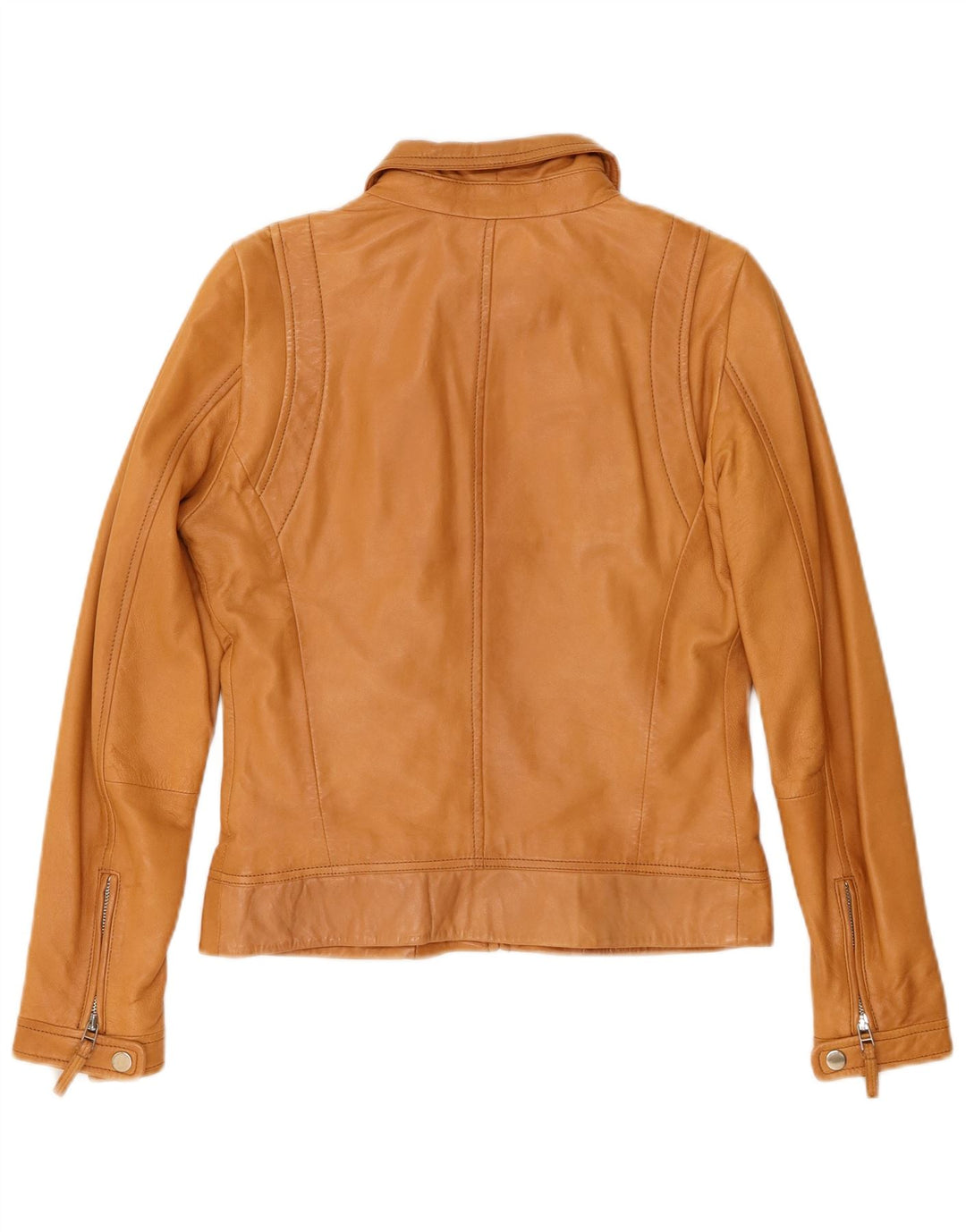 Massimo Dutti Jachetă de piele crop pentru femei UK 12 Medium Beige Piele de oaie