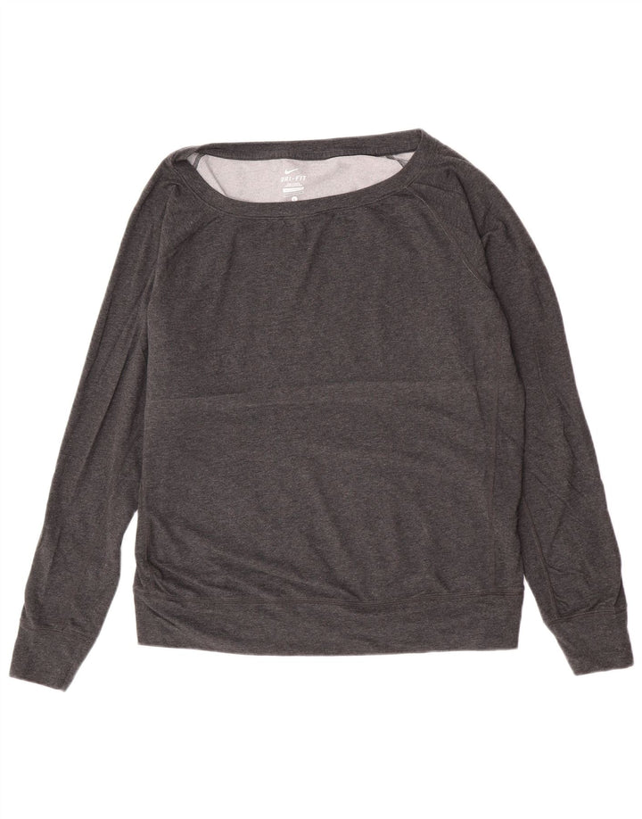Nike Dri Fit Top cu mânecă lungă pentru femei UK 16, mare, gri poliester cu pături