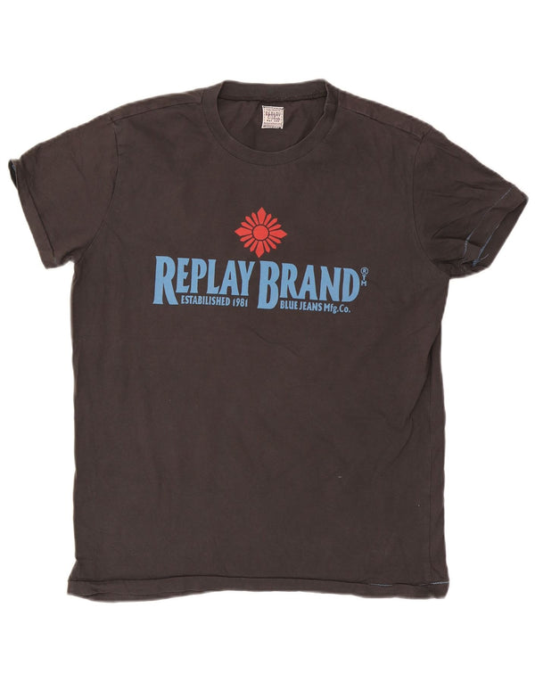 Tricou grafic pentru femei REPLAY Top UK 18 XL bumbac gri